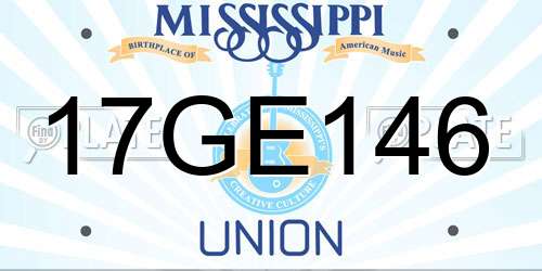 17GE146 Mississippi License Plate