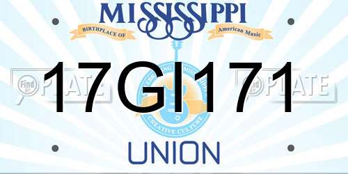 17GI171 Mississippi License Plate