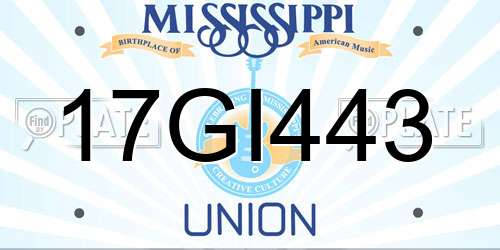 17GI443 Mississippi License Plate