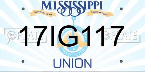 17IG117 Mississippi License Plate