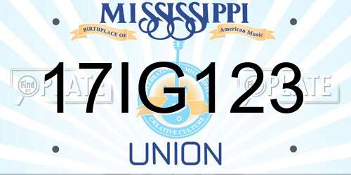 17IG123 Mississippi License Plate