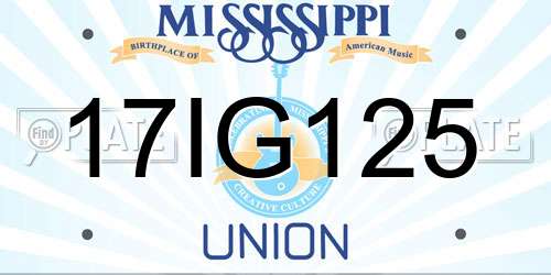 17IG125 Mississippi License Plate