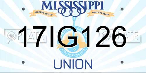 17IG126 Mississippi License Plate