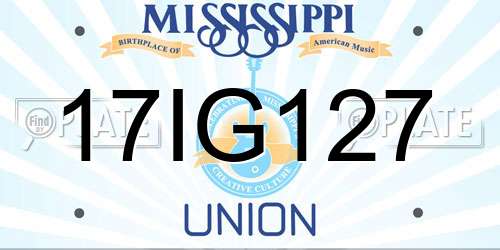 17IG127 Mississippi License Plate