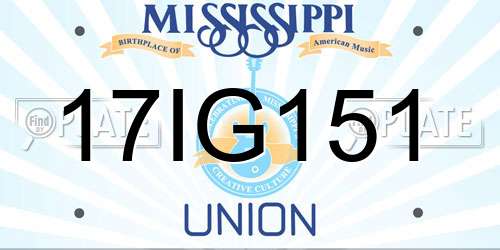 17IG151 Mississippi License Plate