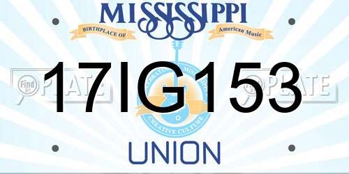 17IG153 Mississippi License Plate