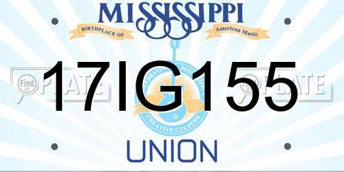 17IG155 Mississippi License Plate