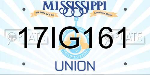 17IG161 Mississippi License Plate