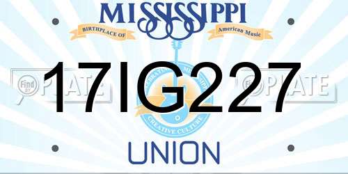 17IG227 Mississippi License Plate