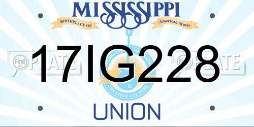 17IG228 Mississippi License Plate