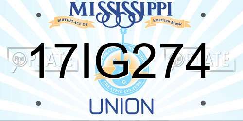 17IG274 Mississippi License Plate