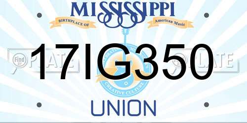 17IG350 Mississippi License Plate