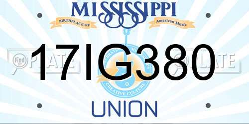17IG380 Mississippi License Plate