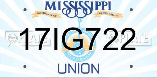 17IG722 Mississippi License Plate