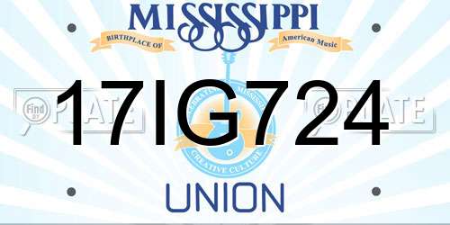 17IG724 Mississippi License Plate
