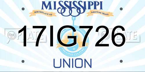 17IG726 Mississippi License Plate
