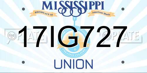 17IG727 Mississippi License Plate