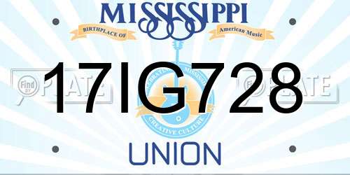 17IG728 Mississippi License Plate