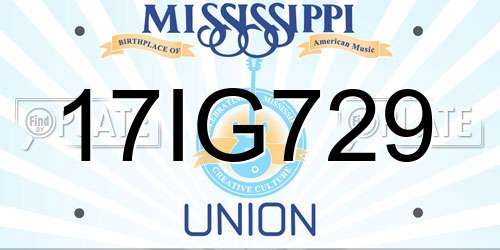 17IG729 Mississippi License Plate