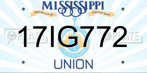 17IG772 Mississippi License Plate