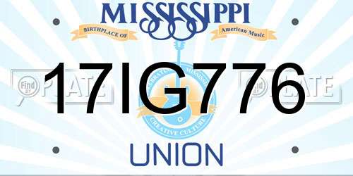 17IG776 Mississippi License Plate