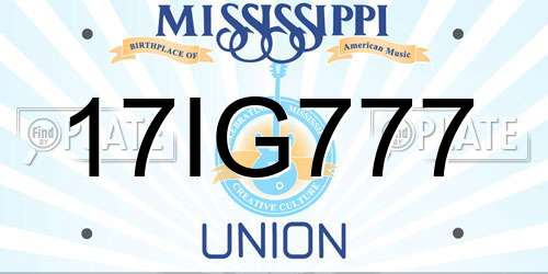 17IG777 Mississippi License Plate