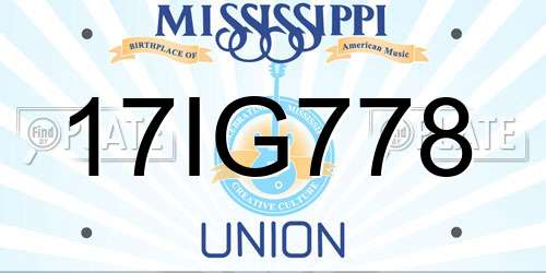 17IG778 Mississippi License Plate