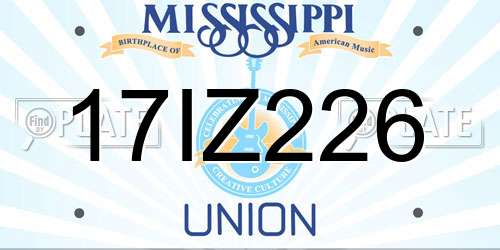 17IZ226 Mississippi License Plate