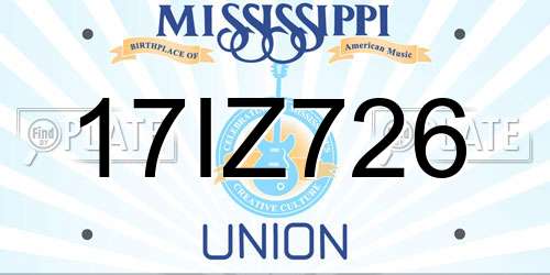 17IZ726 Mississippi License Plate