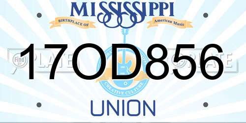17OD856 Mississippi License Plate