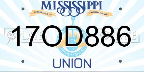 17OD886 Mississippi License Plate