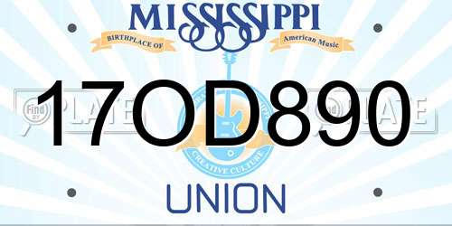 17OD890 Mississippi License Plate