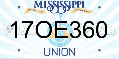 17OE360 Mississippi License Plate