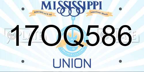 17OQ586 Mississippi License Plate