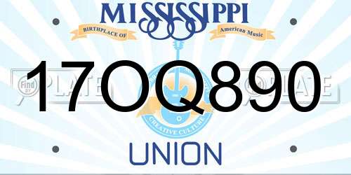 17OQ890 Mississippi License Plate