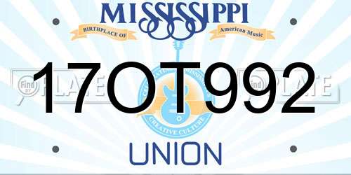 17OT992 Mississippi License Plate