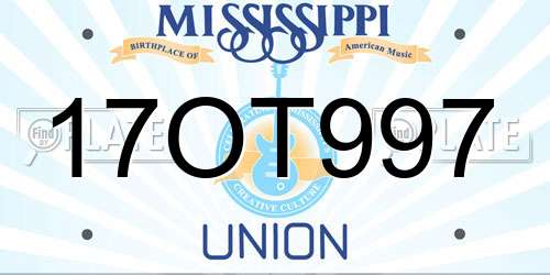 17OT997 Mississippi License Plate