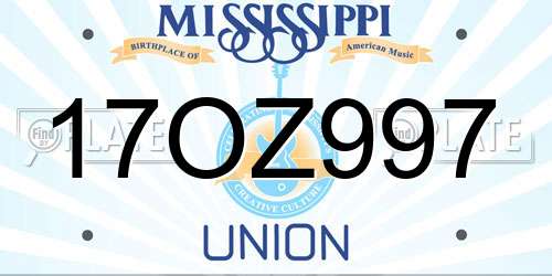 17OZ997 Mississippi License Plate