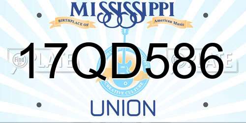 17QD586 Mississippi License Plate