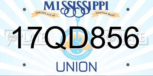 17QD856 Mississippi License Plate