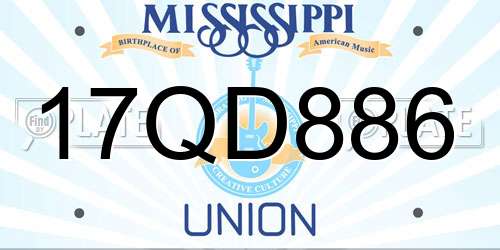 17QD886 Mississippi License Plate