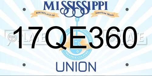 17QE360 Mississippi License Plate
