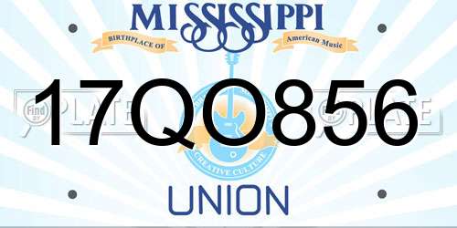 17QO856 Mississippi License Plate