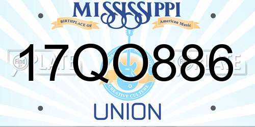 17QO886 Mississippi License Plate