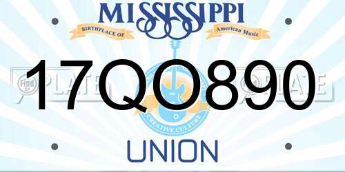 17QO890 Mississippi License Plate