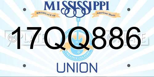 17QQ886 Mississippi License Plate