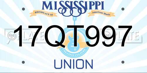 17QT997 Mississippi License Plate
