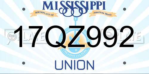 17QZ992 Mississippi License Plate