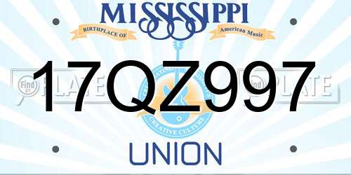 17QZ997 Mississippi License Plate