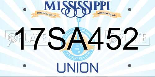 17SA452 Mississippi License Plate